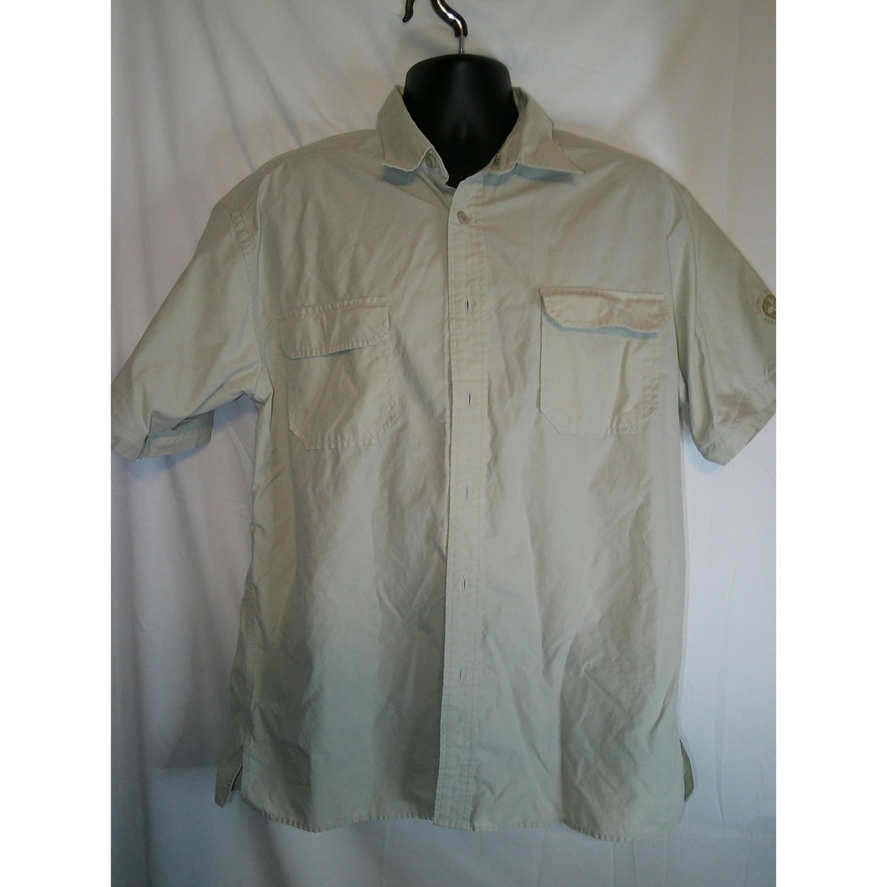Vintage Tommy Hilfiger Button Up Khaki Shirt Short Sleeve Casual XL